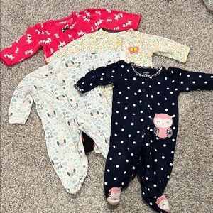 Bundle of 4 Baby Girl Sleepers 3-6m